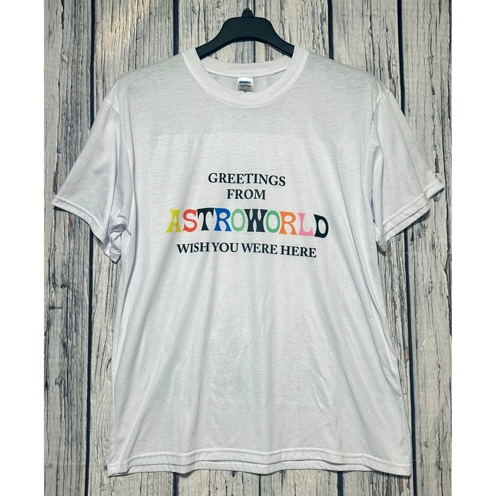 Travis Scott T Shirt Size XL Greetings From Astroworld Wish‎ You Were Here White